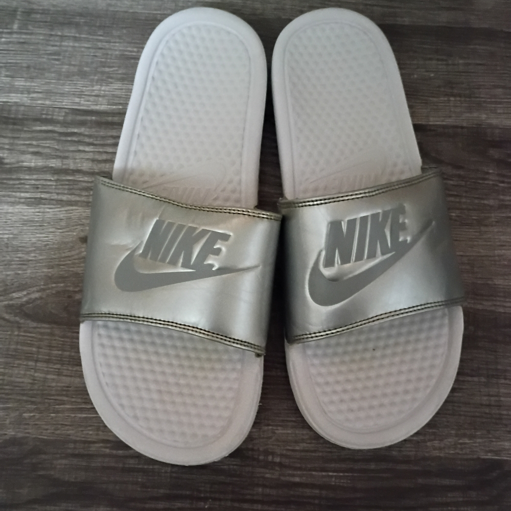 Nike Silver Slide Sandals